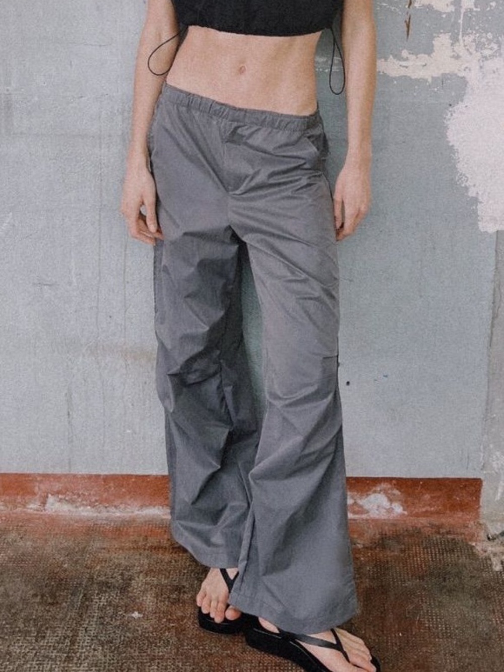 Zara Gray Blue Lightweight Wide Leg Pants XL